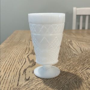 Vintage Hazel -Atlas White Milk Glass Footed Goblet